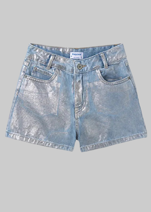 Mayoral Festival Vibes Jean shorts. Light Foil
