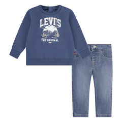 LEVIS Baby Boys Mountain Crew & Pant Set