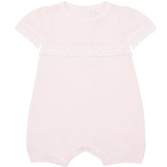 Emile et Rose Baby Pink Knit Lace Romper