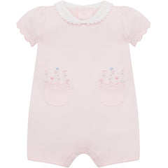 LOUISE Romper with floral emb, pockets & collar