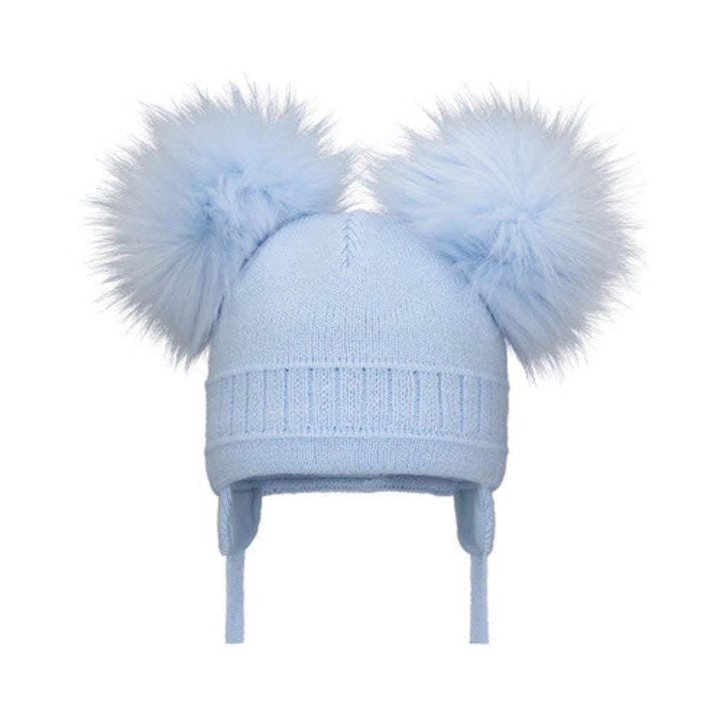 Pom Pom Envy Double Cable Hat Blue