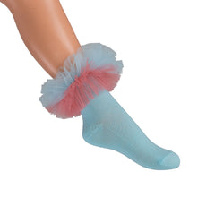 DAGA Tulle Ankle Socks Aqua Pink