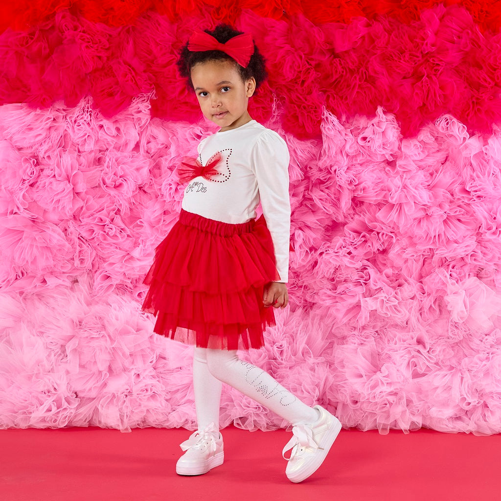 ADEE Lennon Tulle Bow Hairband Red