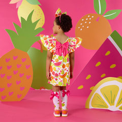 ADEE Tutti Frutti Print Dress with Contrast Bow