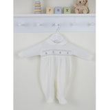 PEX Teddy Smocked Sleepsuit Ivory