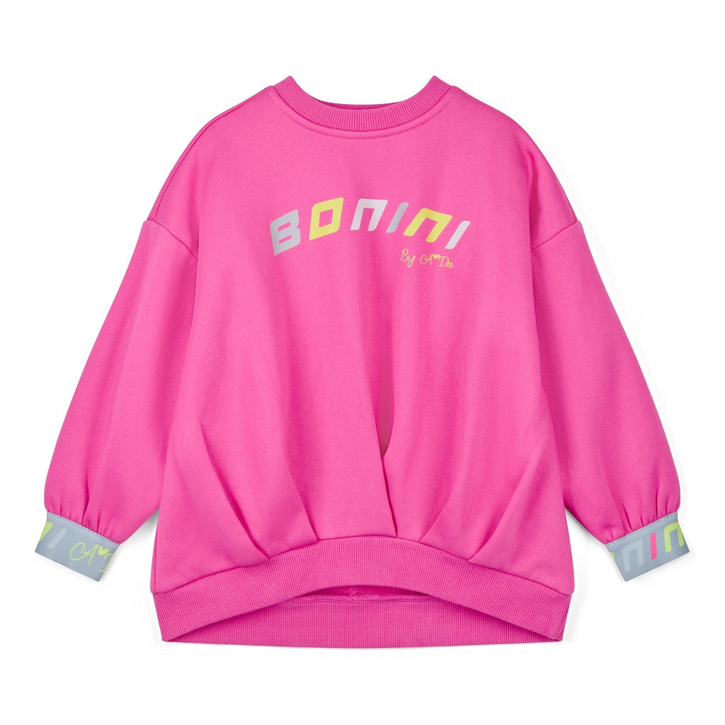 BONINI by ADee The Adapt sweatshirt features a graphic design front logo. Made from super soft cotton sweat, it features an oversize design and branded elasticated cuffs. Hot Pink