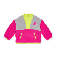 BONINI by ADee The Trail Sweatshirt features a relaxed, easy fit with a half-zip front and bold color-blocked design. Ideal for cozy comfort on the go. Hot Pink