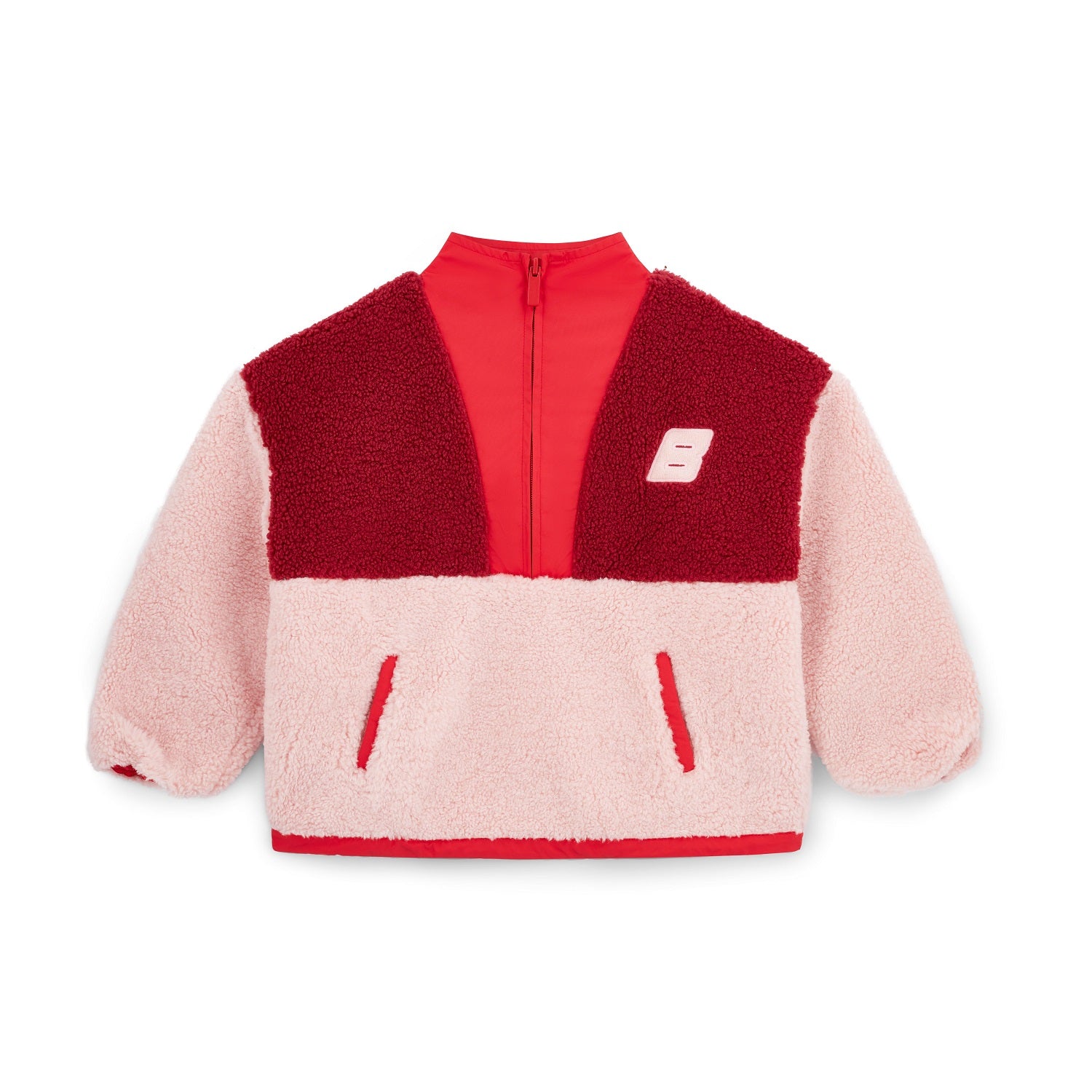 BONINI by ADee The Trail Sweatshirt features a relaxed, easy fit with a half-zip front and bold color-blocked design. Ideal for cozy comfort on the go. Burgundy