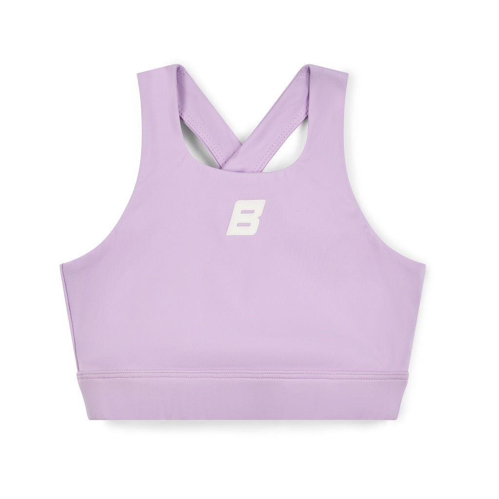 BONINI by ADee The Aspire Crop Top with a twist! Features a printed logo artwork on front and back has a cross over detail. Lilac