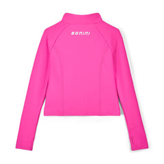 BONINI by ADee A sleek and sporty essential, the Aspire Zipper is designed for both comfort and style. Featuring a fitted silhouette with thumb holes and signature Bonini detailing. Pair with matching pieces for a coordinated look. Hot Pink