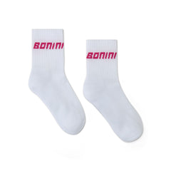 BONINI by ADee The perfect finishing touch to the look, the Aspire Socks combine comfort with sporty style. Designed in a soft, breathable fabric and finished with signature Bonini branding, they’re ideal for everyday wear. White/Hot Pink