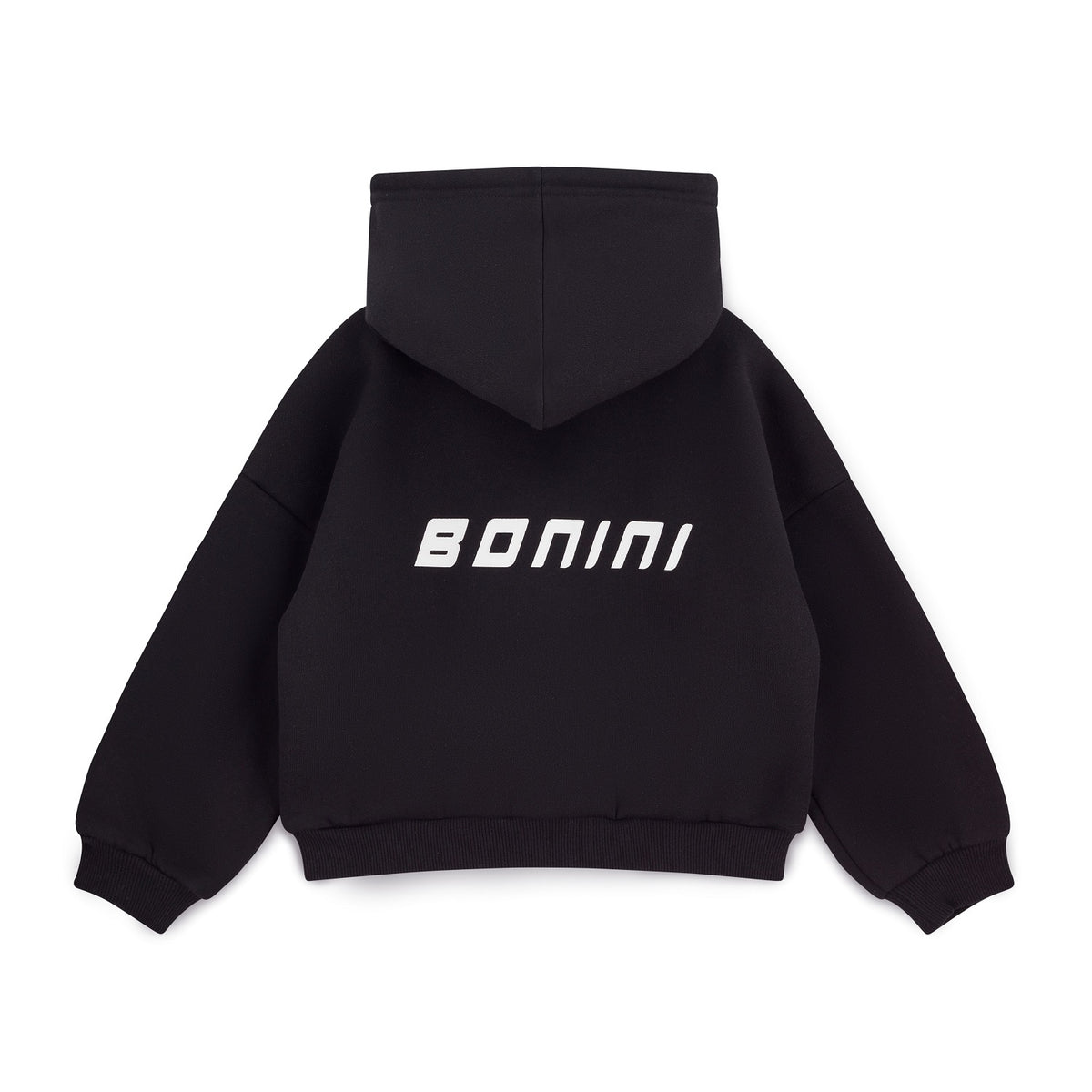 BONINI by ADee The Revive Hoodie features a relaxed fit with a cropped silhouette. Finished with signature Bonini branding, it’s perfect for layering or pairing with matching pieces for an effortless everyday look. Black