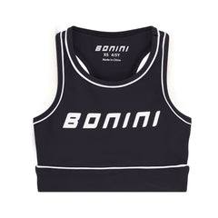 BONINI by ADee A sporty staple with a clean finish, the Revive Vest Top offers a comfortable, fitted shape. Finished with signature Bonini detailing. Black