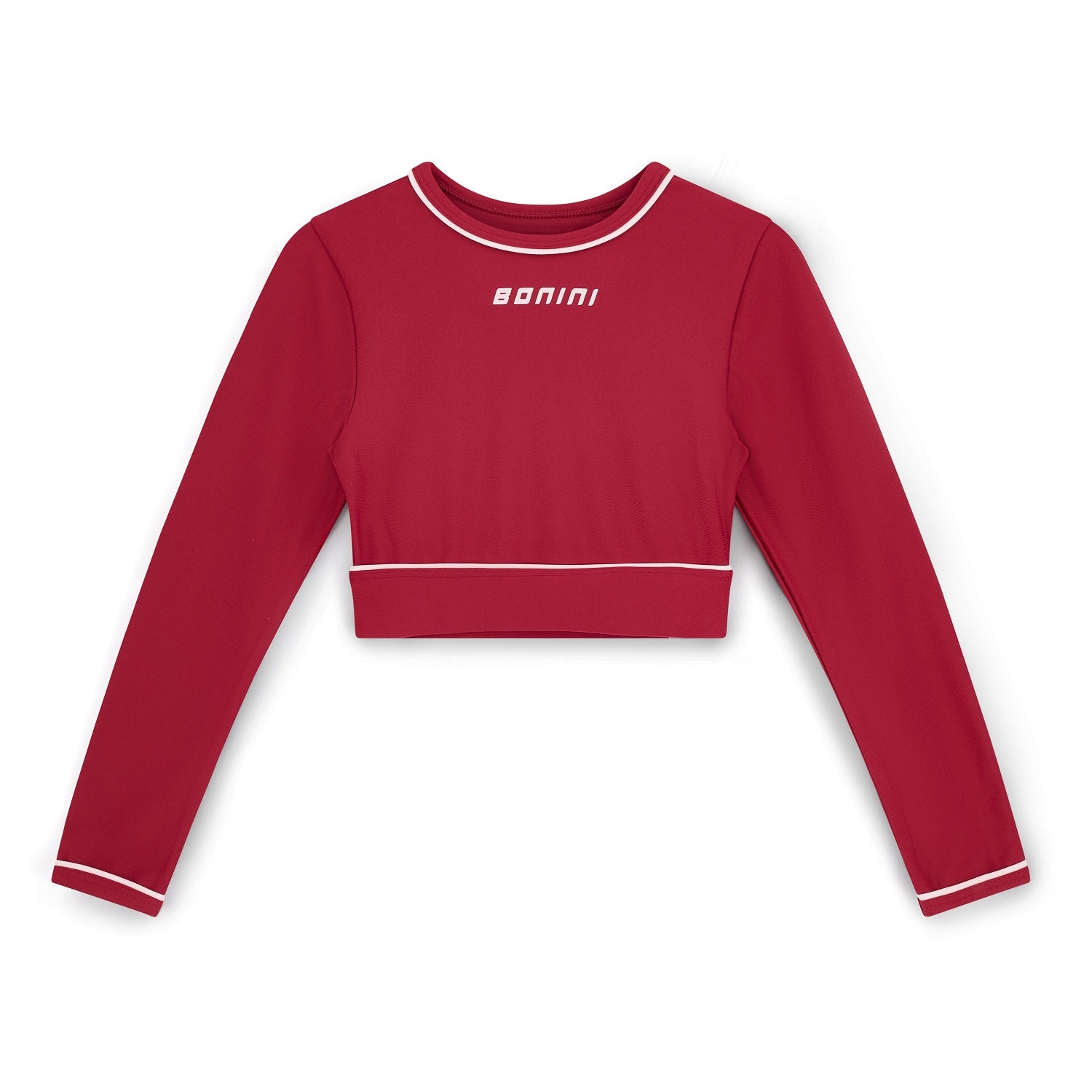 BONINI by ADee The Revive Long Sleeve Crop Top features a cropped fit with a comfortable feel. Finished with Bonini branding, it’s perfect for &nbsp;pairing with matching pieces. Burgundy