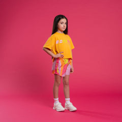 BONINI by ADee The Spark shorts are made in sikly all-over print poly with an elasticated waistband and logo taping down the sides. Hot Pink