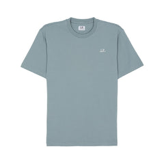 CP Company Kids Cotton short sleeved t-shirt. Chest and back with printed logo, ribbed crewneck. Regular Fit. Silver Blue