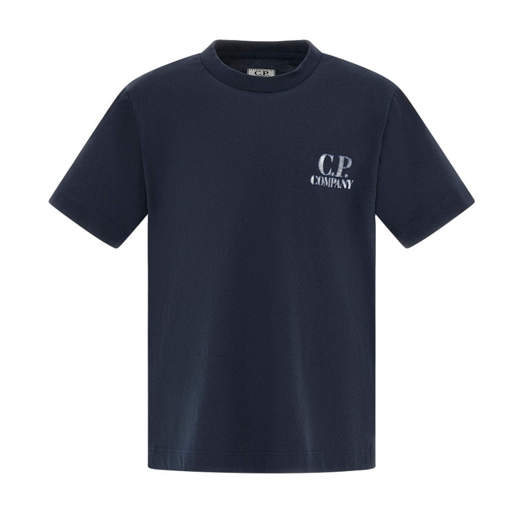 CP Company Boys Logo T-Shirt, a timeless wardrobe essential featuring striking chest and back graphics that showcase the brand's iconic imagery alongside a classic British sailor motif.