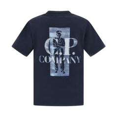 CP Company Boys Logo T-Shirt, a timeless wardrobe essential featuring striking chest and back graphics that showcase the brand's iconic imagery alongside a classic British sailor motif.