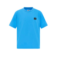 Classic C.P. COMPANY tee with embroidered logo patch and ribbed crew neckline. 