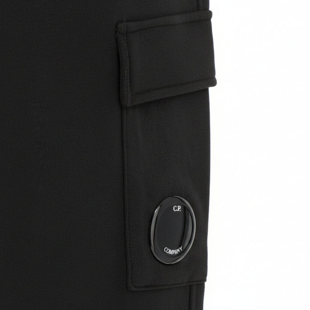 CP Company Boys Black U16 Diagonal Fllece Cargo Lens Sweatpants