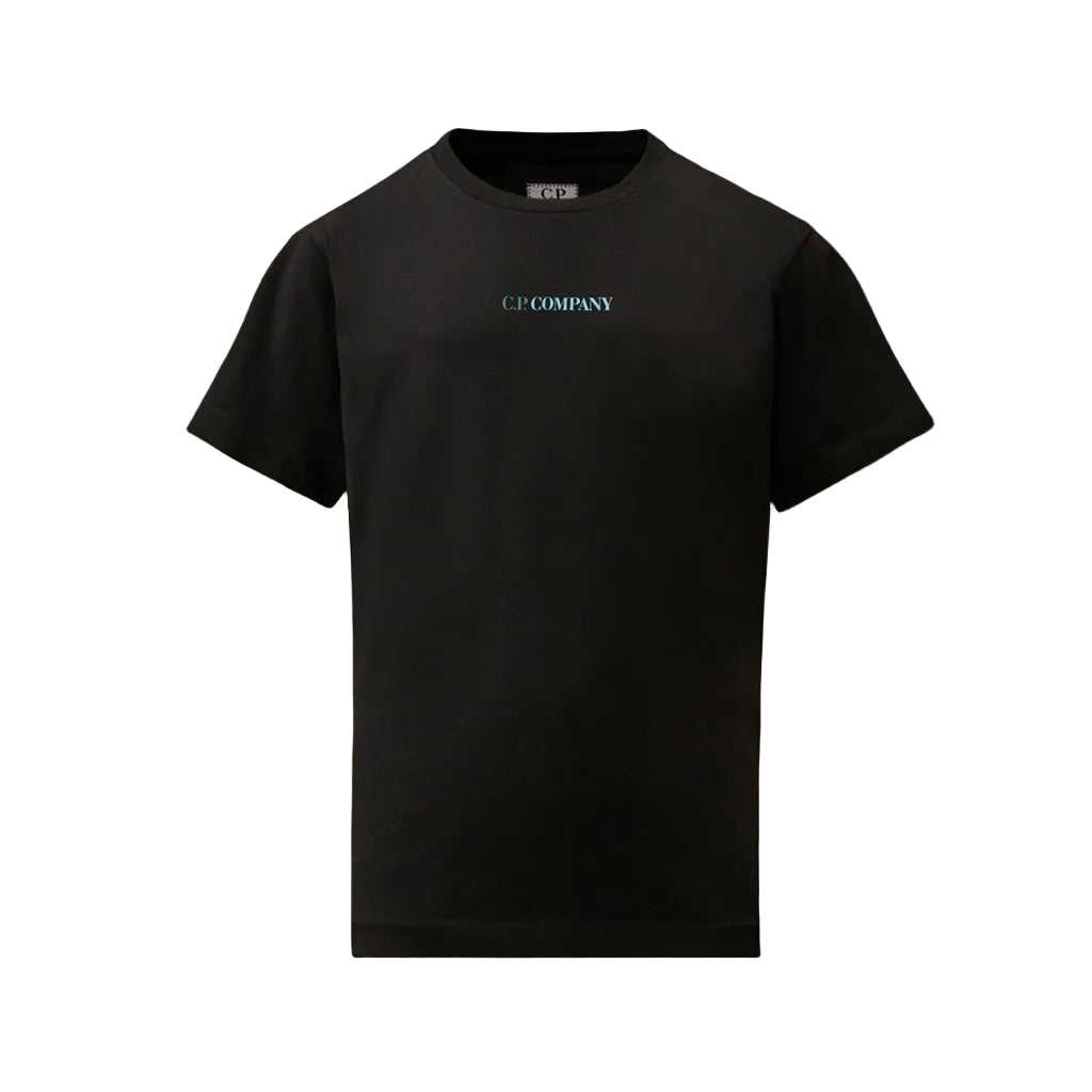 CP Company Kids Cotton short sleeved t-shirt. Chest and back with printed logo, ribbed crewneck.&nbsp; Maxi Fit. Navy