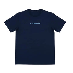 C.P. COMPANY Boys Cotton short sleeved t-shirt. Chest and back with printed logo, ribbed crewneck.&nbsp; Maxi Fit. Total Eclipse Blue