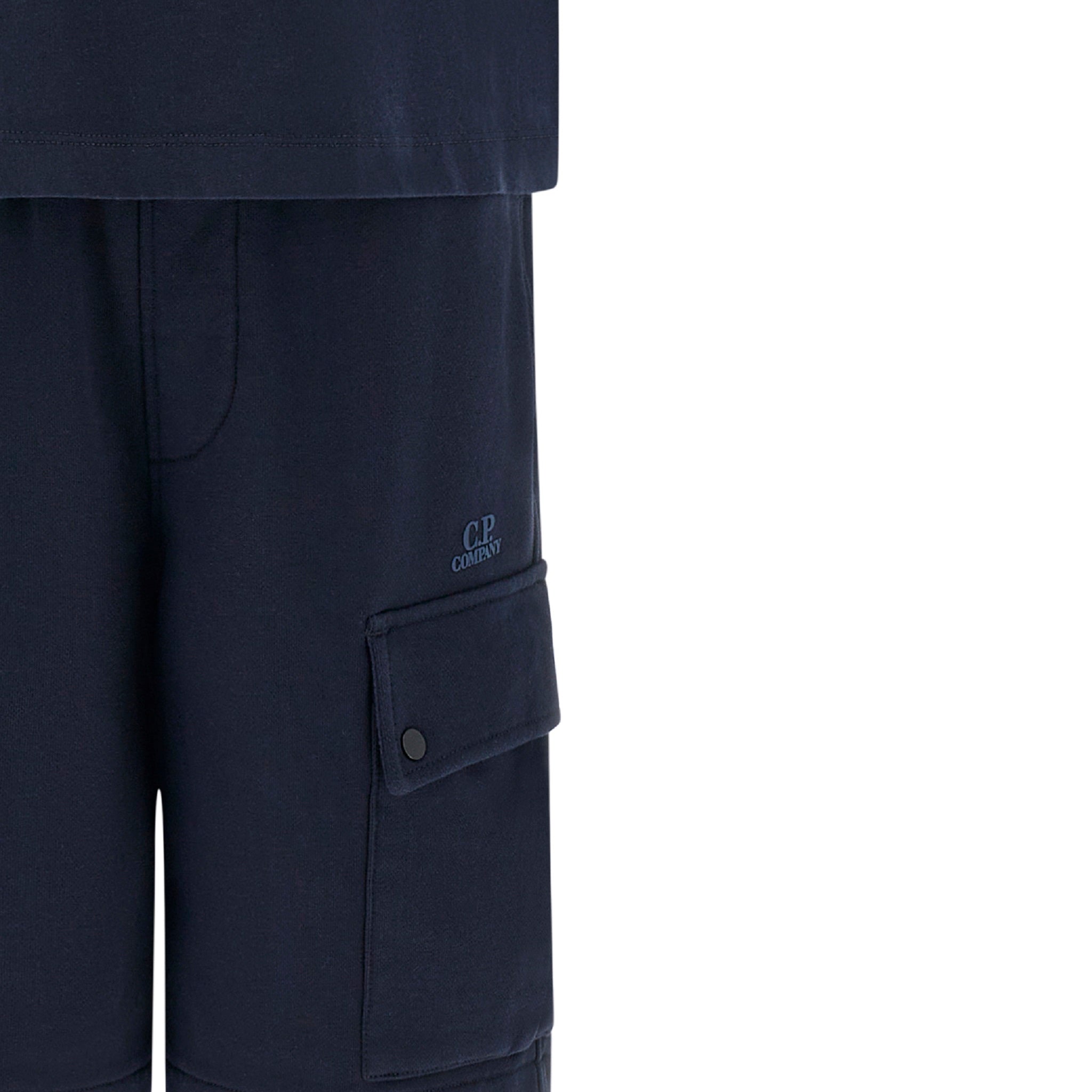 C.P. COMPANY Boys Cotton Jersey T-shirt and cargo shorts. Eclipse Blue