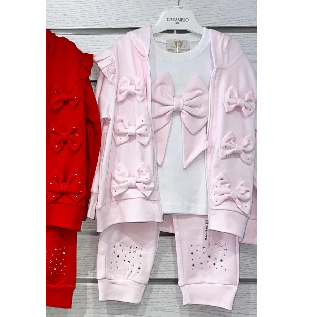 Diamante Bow 3 Piece Tracksuit Pink