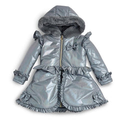 Girls Grey Jacket with fur trim hood