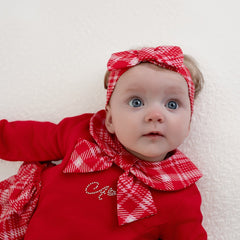 LITTLE A KATALINA Red Check Bow Headband