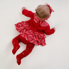 LITTLE A Kerry Bow Diamante Tights Red