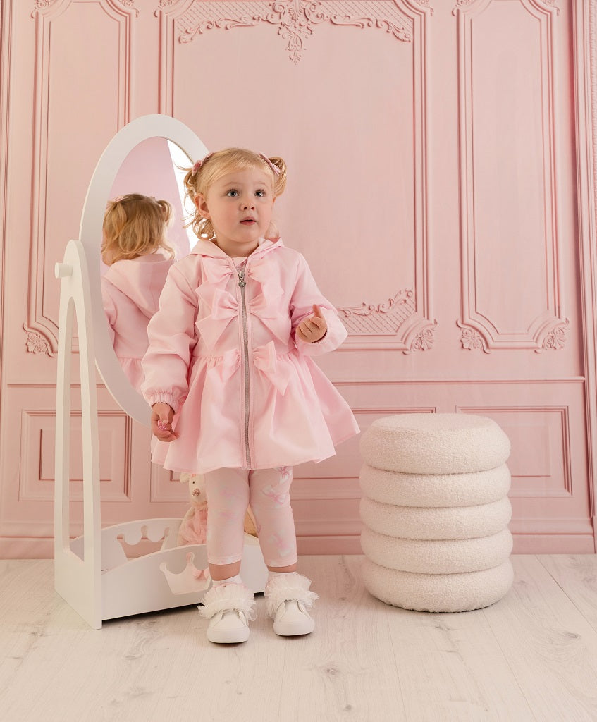 LITTLE A Perfectly Pink. The Ophilla hooded jacket features beautiful bow details, pretty frills and a diamante zip to finish the look. Pink Blossom