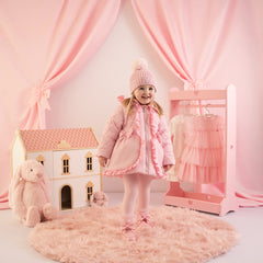 LITTLE A KAIA Heart Embroidery Puff Hooded Jacket Pink
