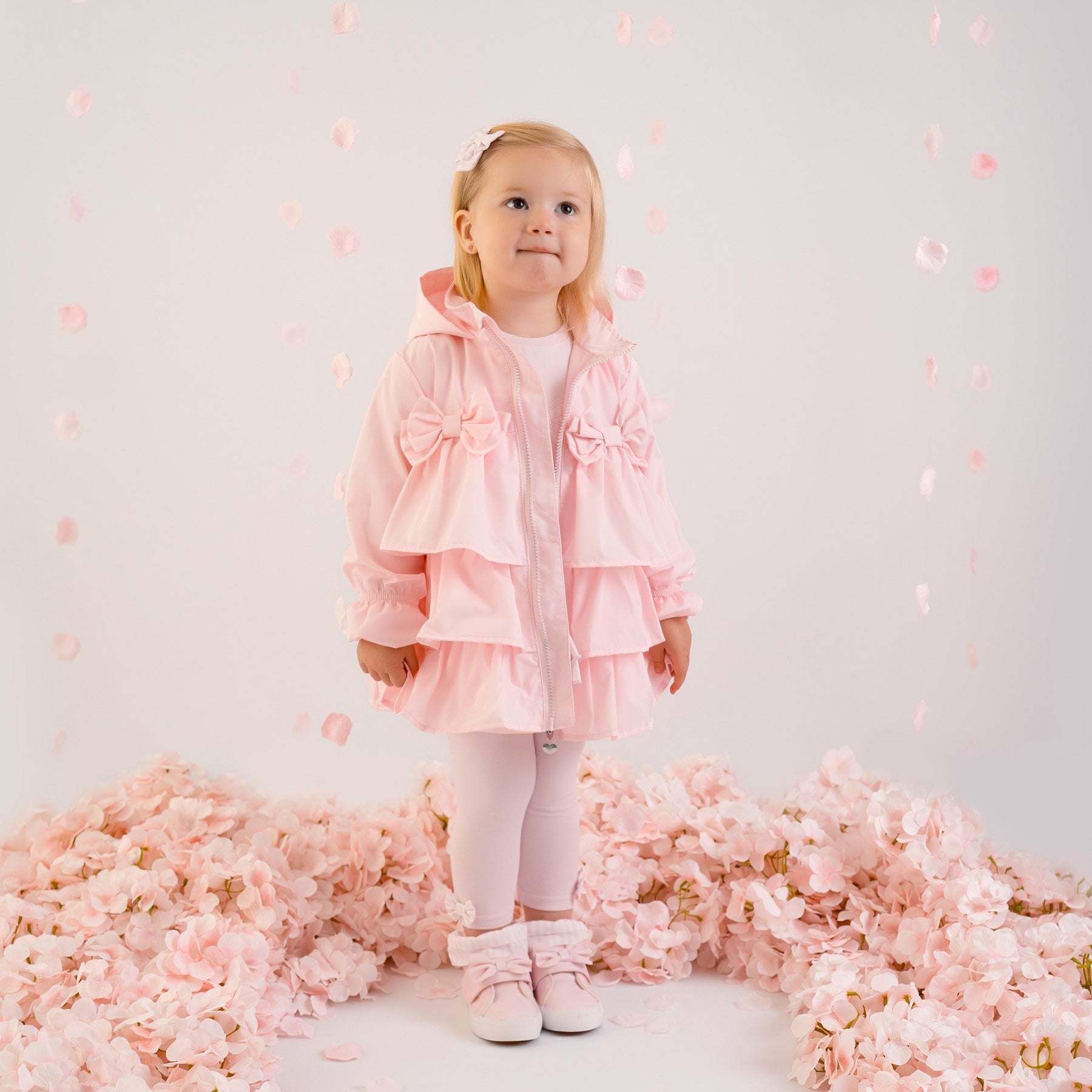 LITTLE A ABBIE Hooded Jacket with Bows Pink