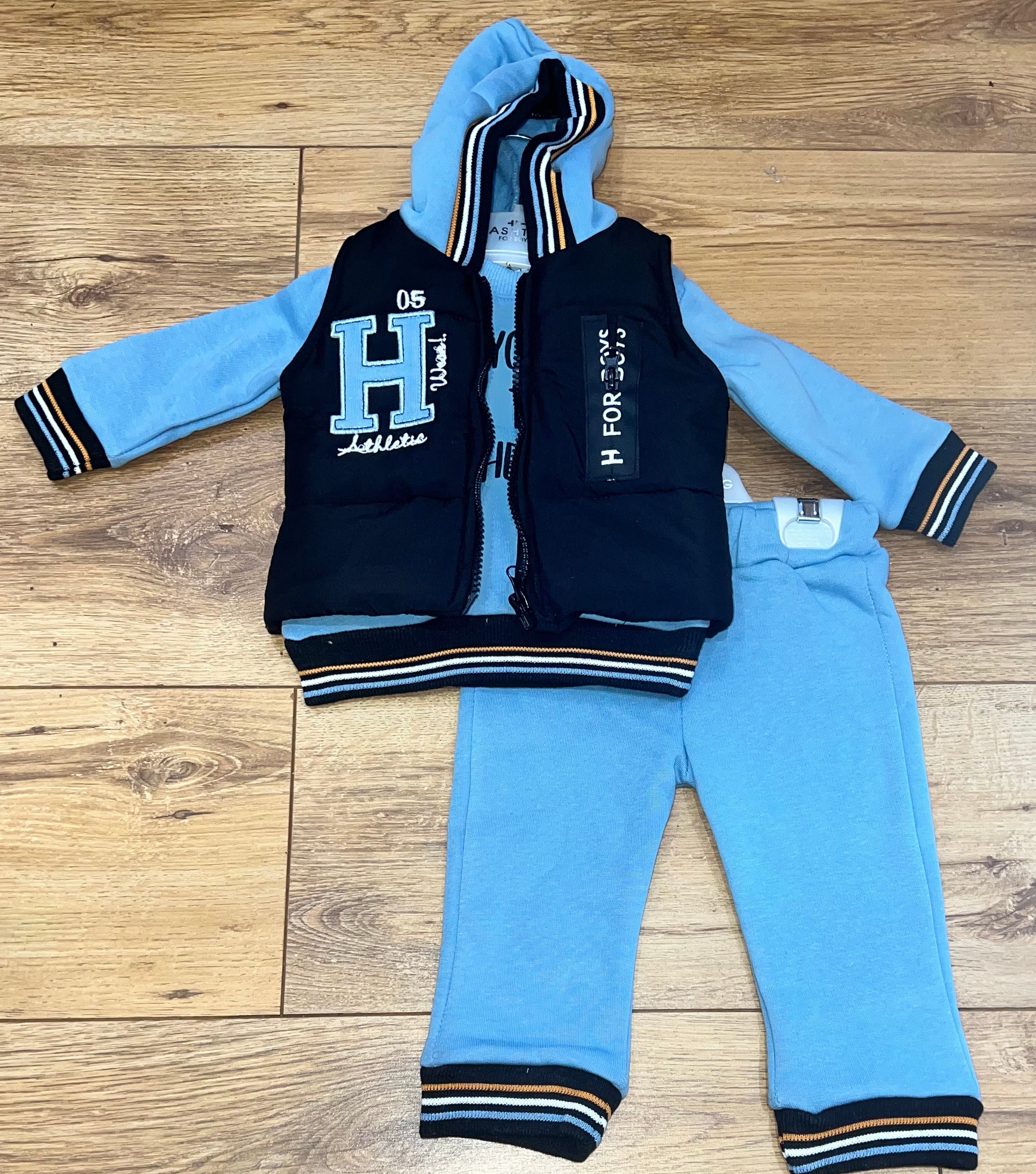 3 Piece Gilet Set Blue