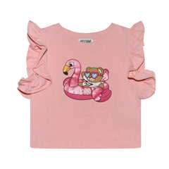 Moschino Teddy Bear Pool Party Print T-Shirt Sugar Rose