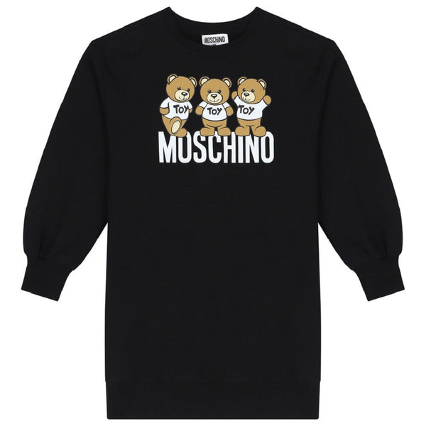 Moschino Teddy Logo Sweatshirt Dress Black | Kizzies
