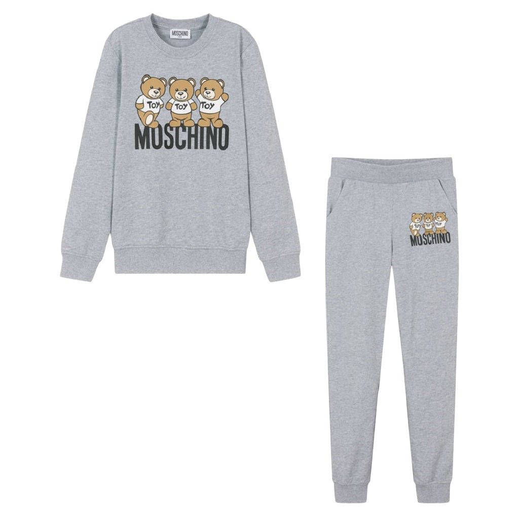 Kids Moschino Teddy Friends Tracksuit Grey Kizzies