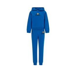 Moschino Kids Hooded Tracksuit in princess blue, featuring the iconic teddy bear and logo print. Soft cotton construction with ribbed trims, elasticated waistband and ankles on jogger trousers. Suitable for boys and girls.