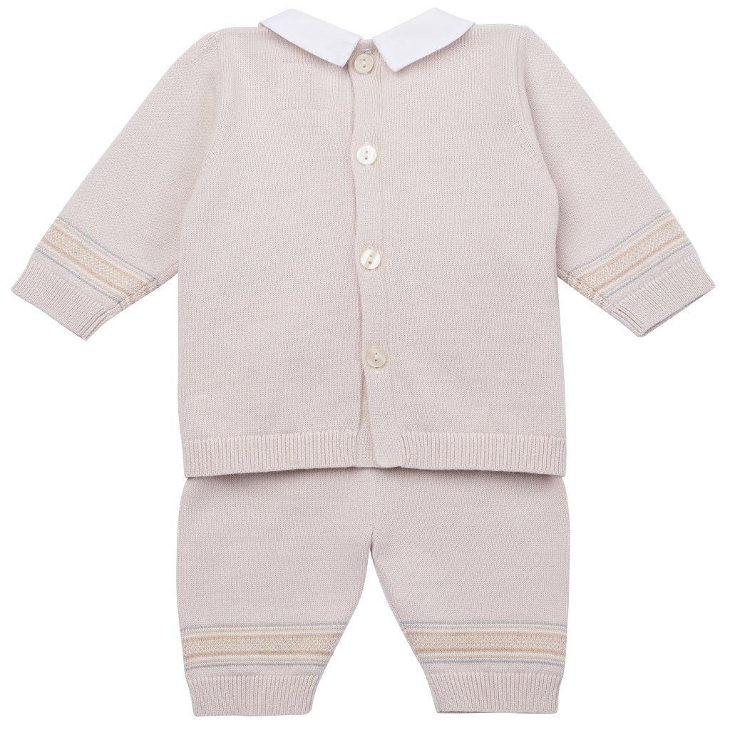 Hudson Soft Knit Trouser Set with Hat Stone