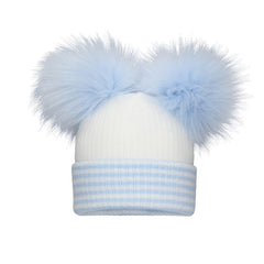 POM POM ENVY Baby Hat Stripe Double Blue