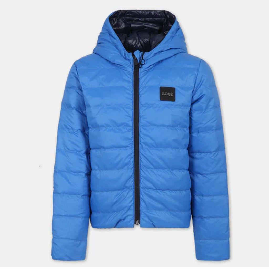 BOSS Kids Reversible Puffer Jacket Black Blue