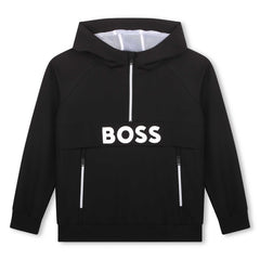 BOSS KIDS Long-sleeved T-shirt in 100% cotton jersey, "BOSS" print on chest, woven label on side. REGULAR FIT Black