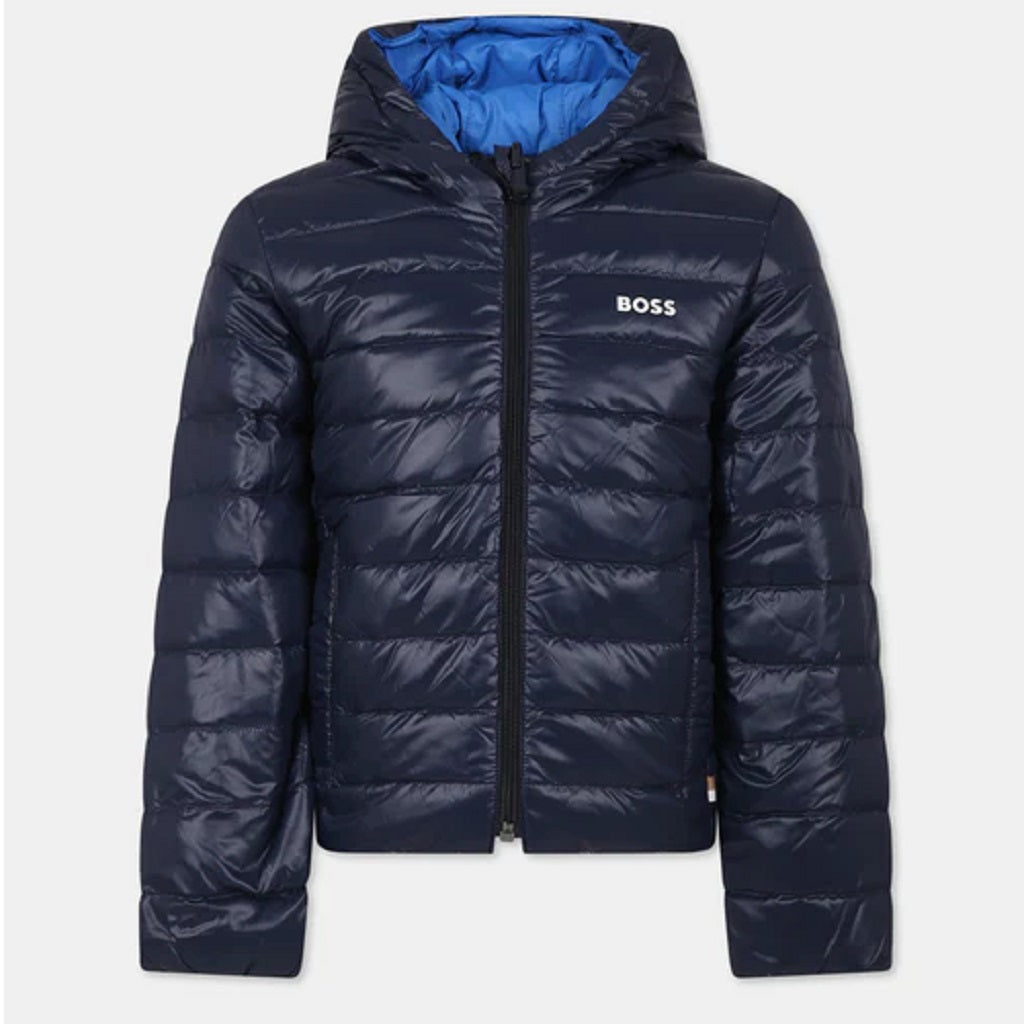 BOSS Kids Reversible Puffer Jacket Black Blue