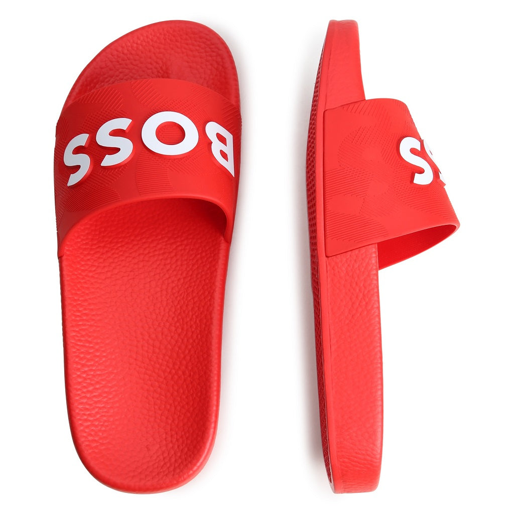 BOSS Kids Aqua Slides Bright Red