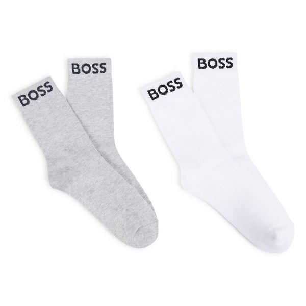 BOSS Kids Socks Grey White