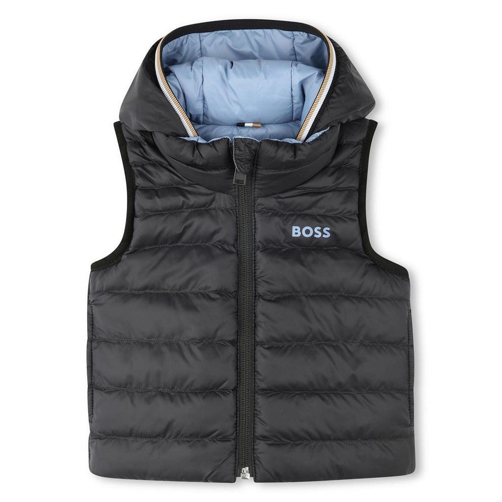 BOSS Reversible Puffer Jacket Grey Black