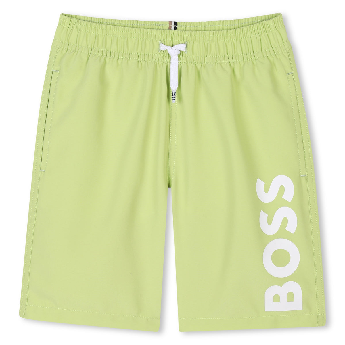 BOSS Kids Logo Print Swim Shorts Lime