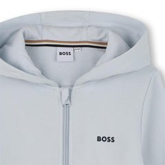 BOSS Kids Hooded cardigan pale blue