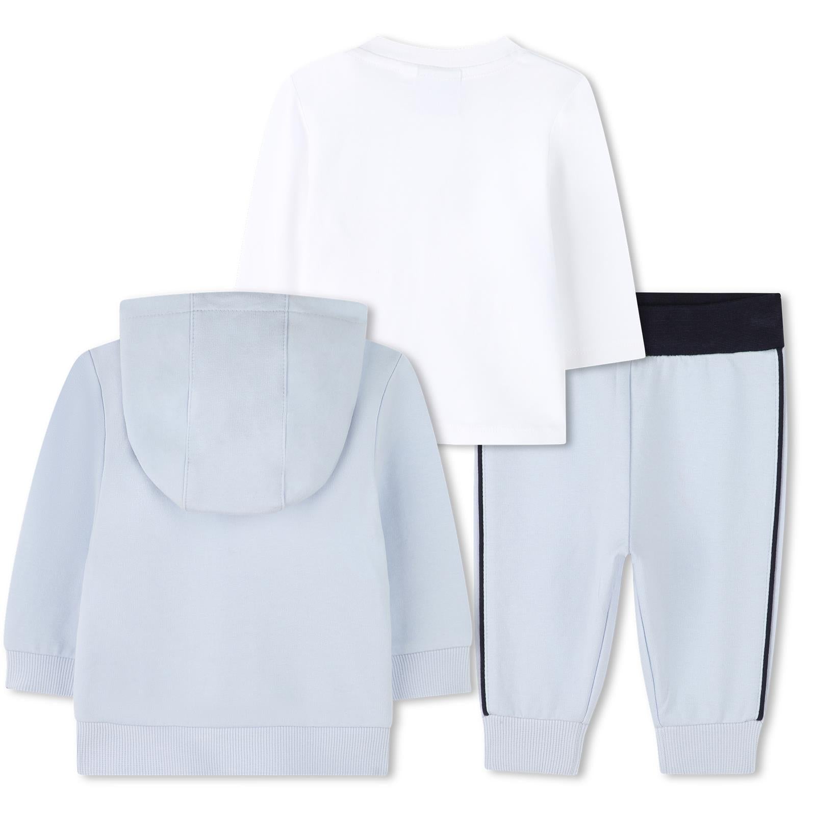 BOSS Baby Boys Blue Cardigan Trousers T-Shirt Set